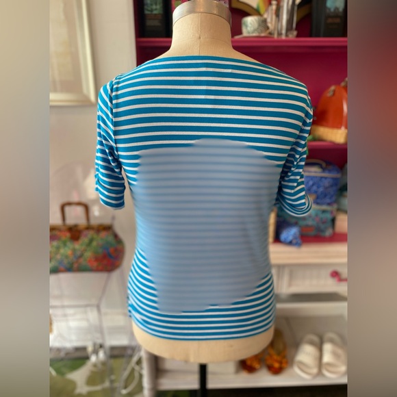 Lauren Ralph Lauren blue & white striped tee size XL - Picture 4 of 4